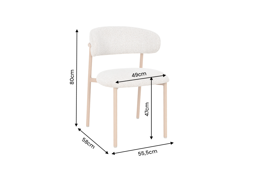 Chair BELFORT w/ metal legs textured fabric beige natural