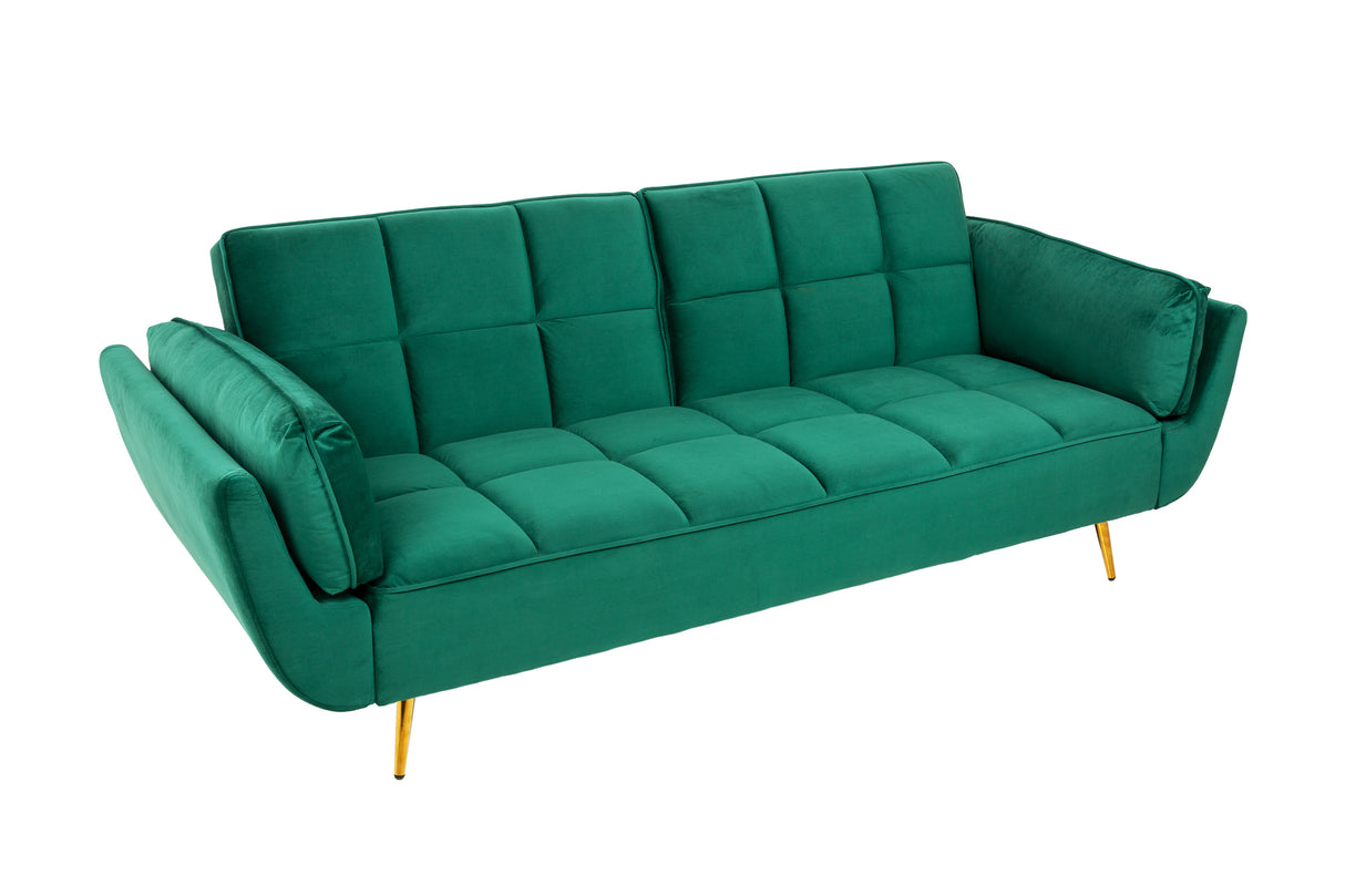 Schlafsofa BOUTIQUE 215cm mit Armlehnen Samt smaragdgrün