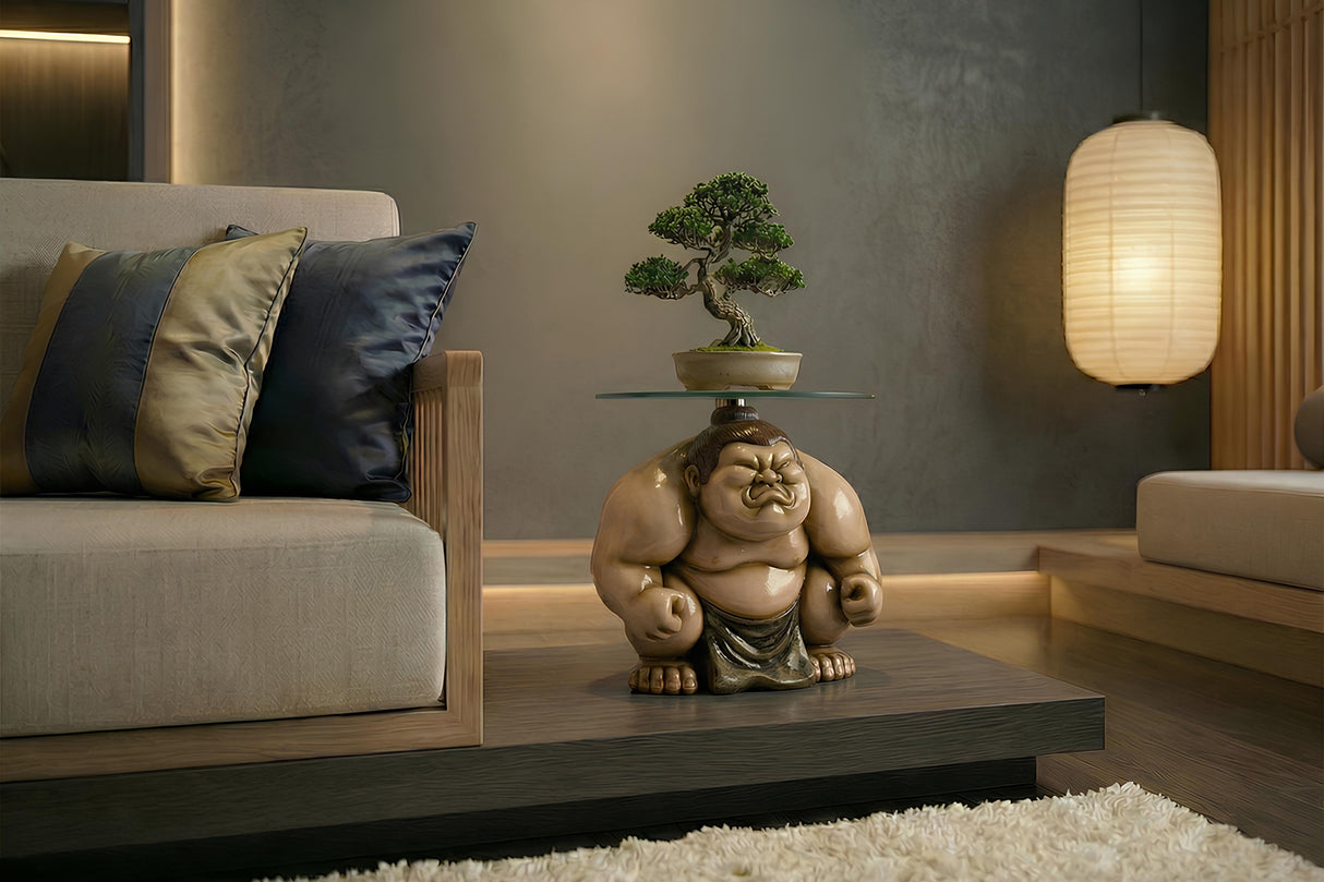 Side table SUMO 30cm round glass neutral