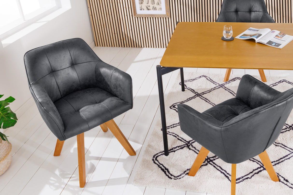 Swivel chair LOFT 180° with armrests microfibre antique grey