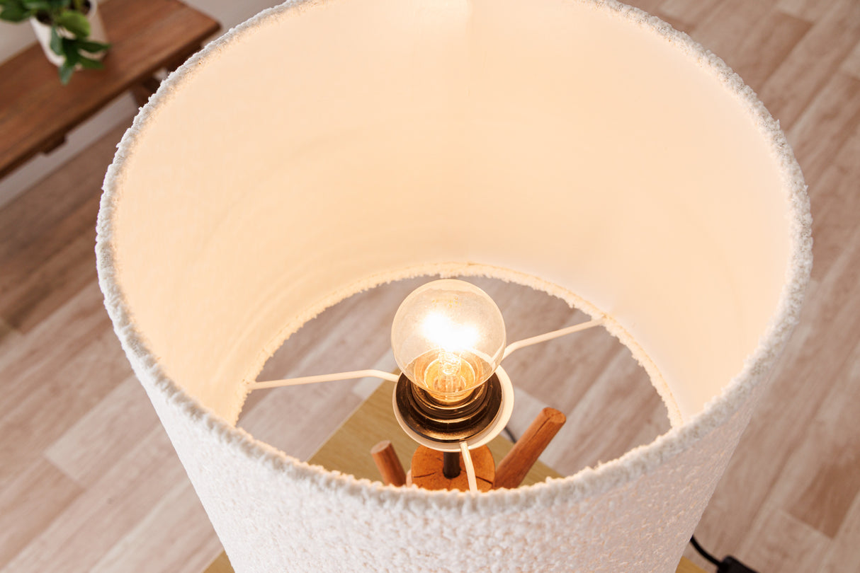 Table Lamp JEWELRY 60cm natural mangosteen wood lampshade bouclé white