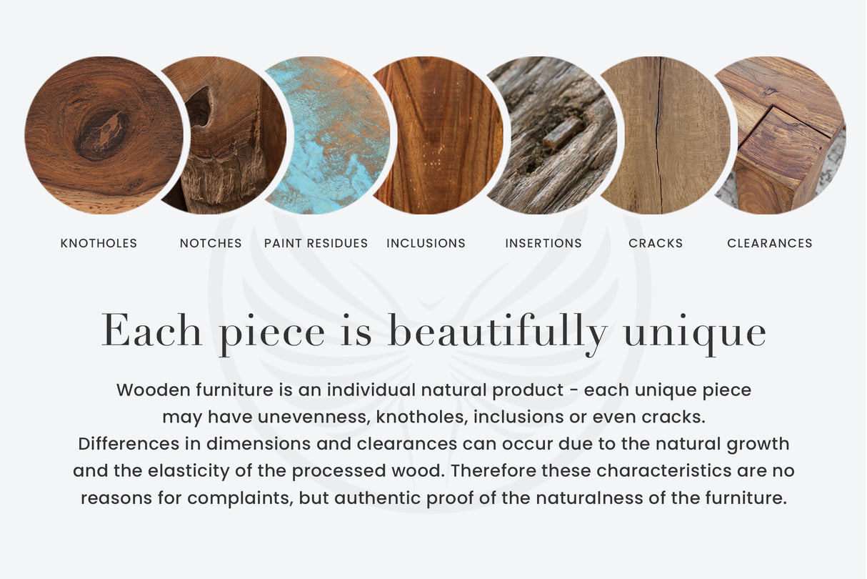 Bed AMAZONAS 180x200cm tree trunk sheesham wood brown