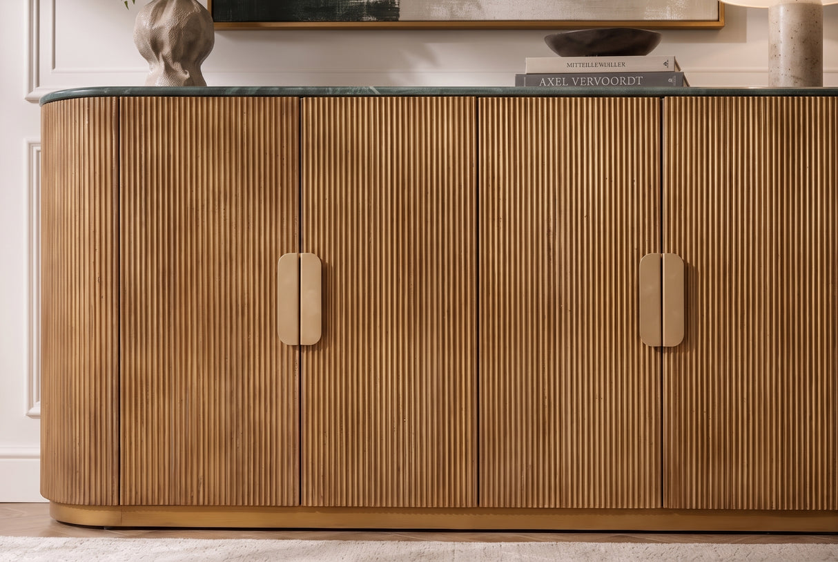 Sideboard VENEZIANO 170cm mango wood and marble top green brown