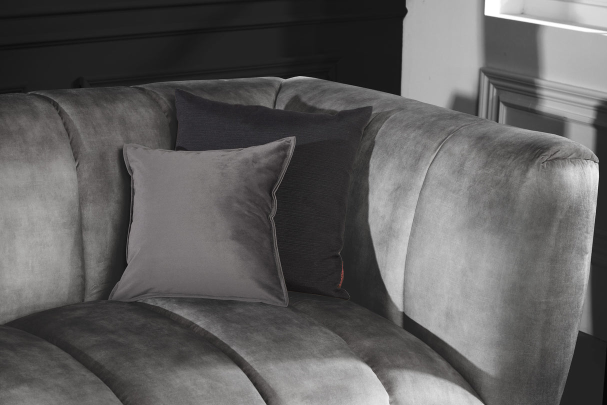 Sofa NOBLESSE 225cm 3-seater velvet grey w/ black feet
