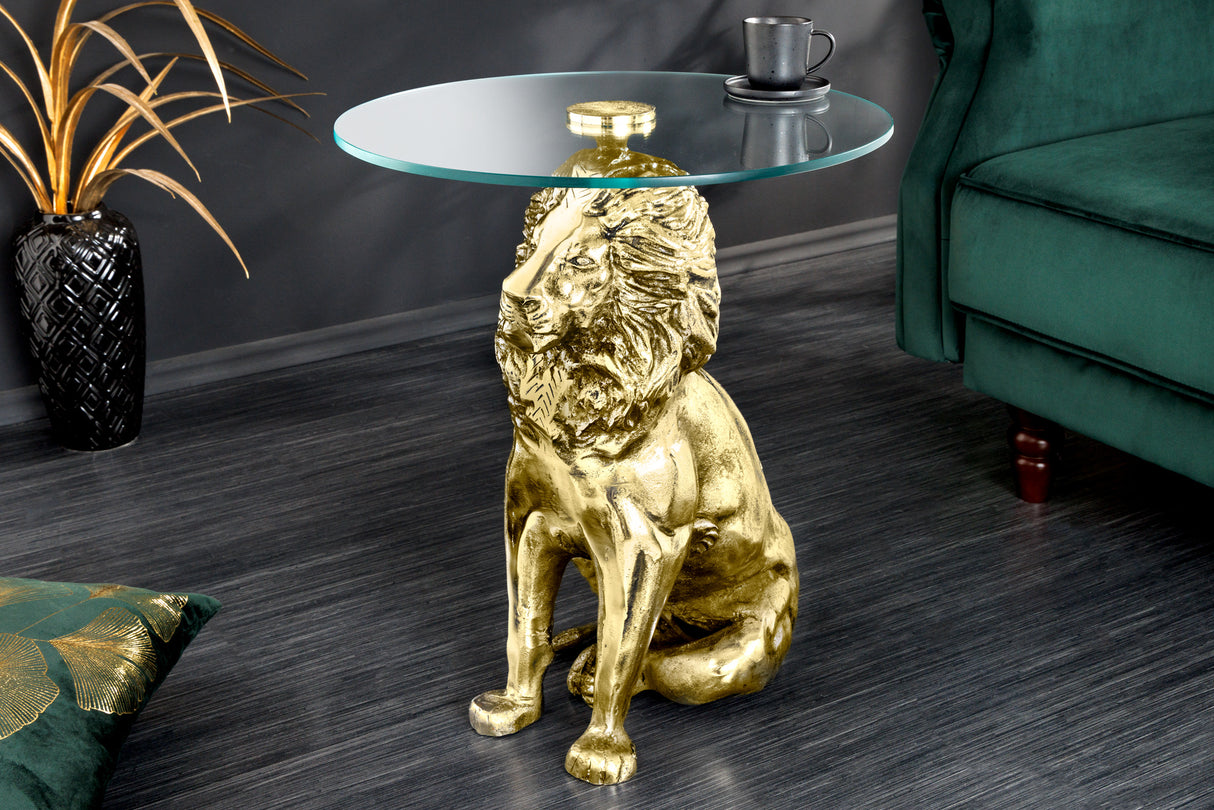Beistelltisch WILDLIFE LION 60cm Antik Gold