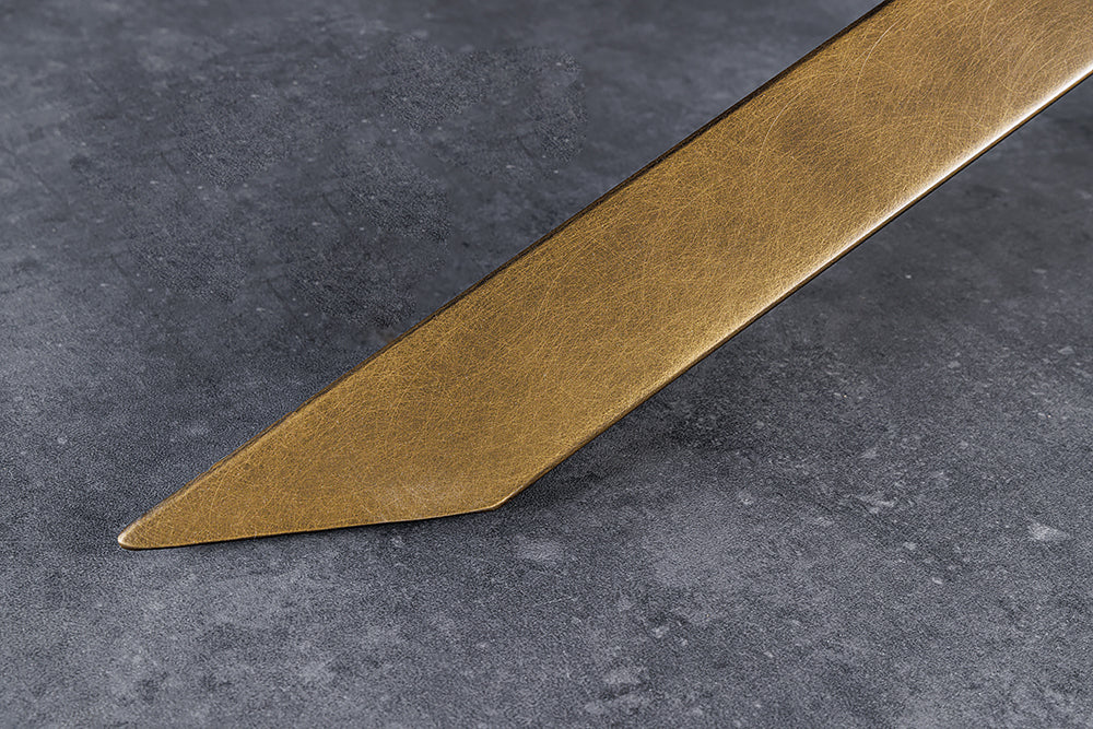 Esstisch SCULPTURE 280cm ovales Bronzegestell mit Keramikplatte mehrfarbige Marmoroptik