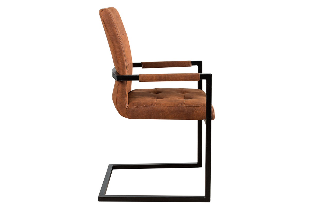 Cantilever chair OXFORD with armrests microfibre vintage brown