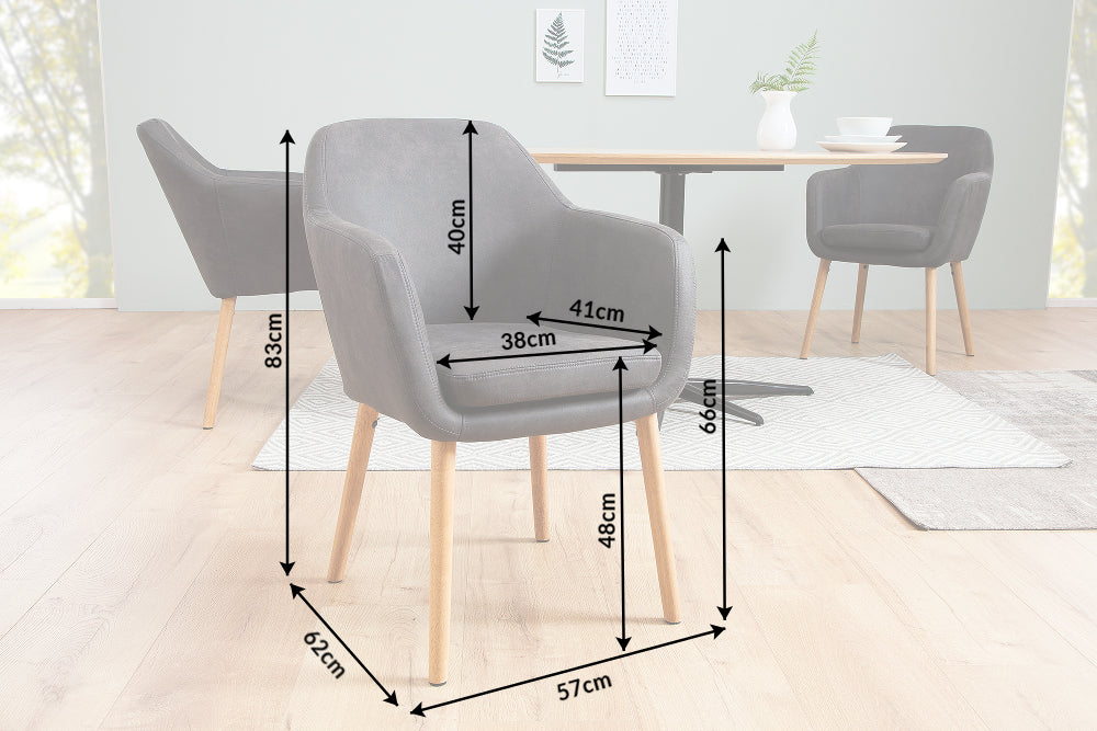 Chair SUPREME with armrests microfibre vintage grey