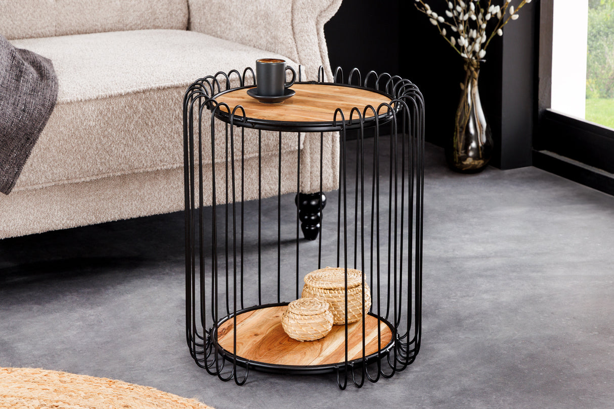 Beistelltisch TRUE ELEMENTS 50cm Gestell schwarz Akazienholz natur