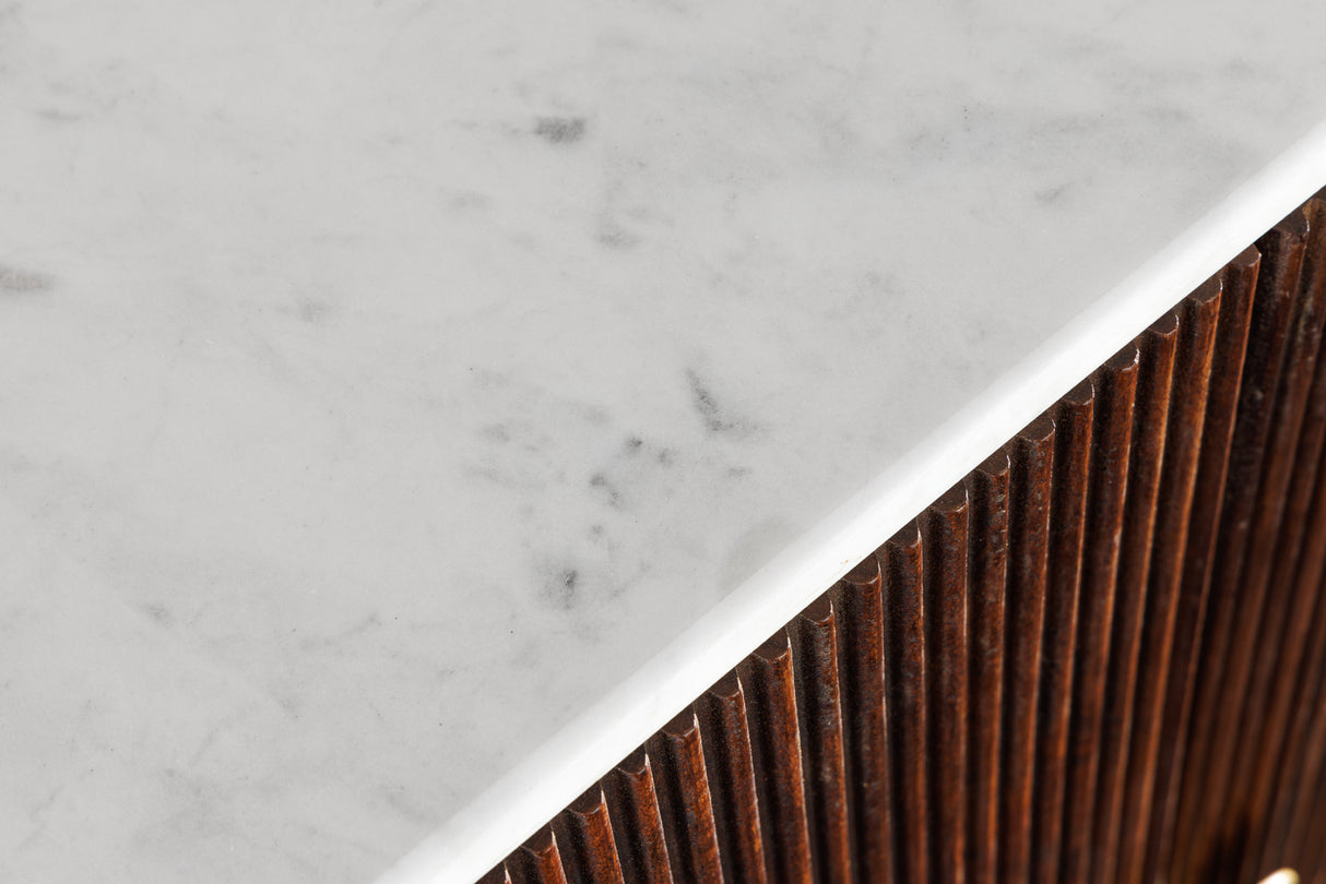 Sideboard GATSBY 170cm Mangoholz Marmorplatte weiß
