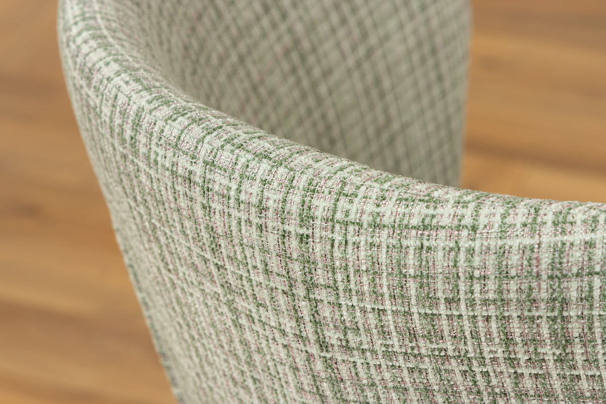 Chair LYON check pattern green-pink bouclé