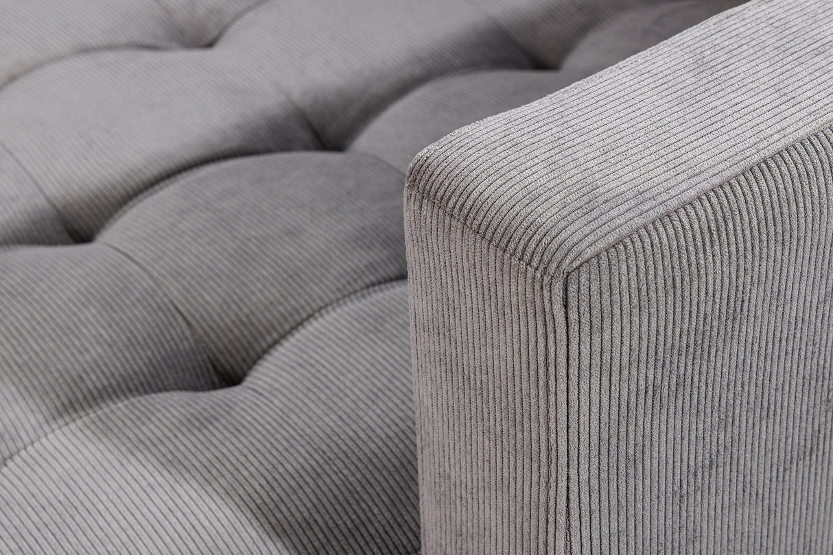 Ecksofa STOCKHOLM 220cm 3-Sitzer Cord grau