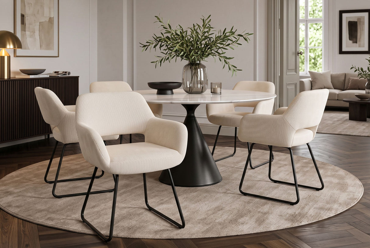 Stuhl MUSTANG mit Armlehnen Kord beige