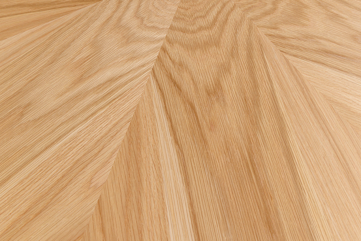 Dining table ATELIER 120cm round natural oak wood look w/ black metal frame