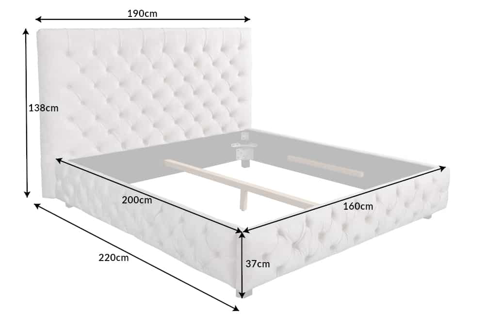 Bed PARIS CHESTERFIELD 160x200cm velvet olive grey
