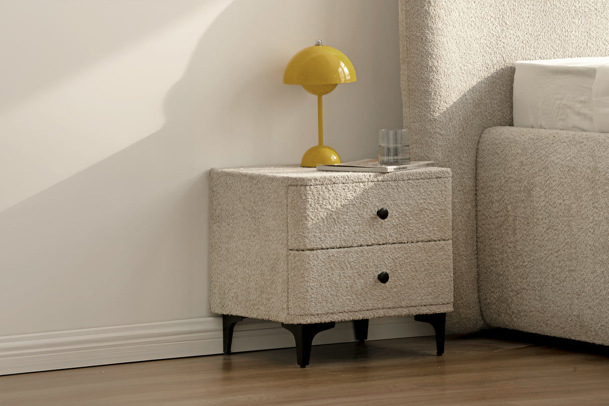 Bedside table ART DECO 45cm bouclé greige