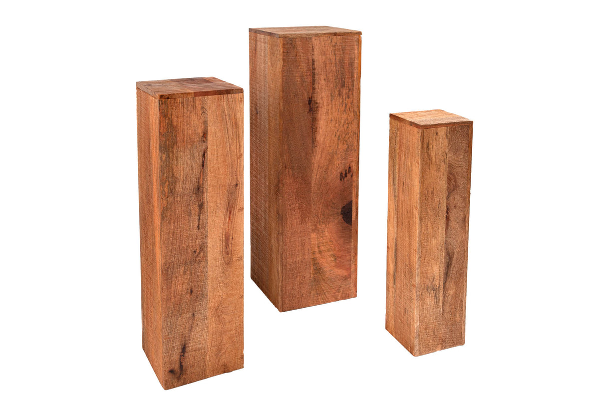 Decoration pillar MAKASSAR 60-80cm set of 3 mango wood