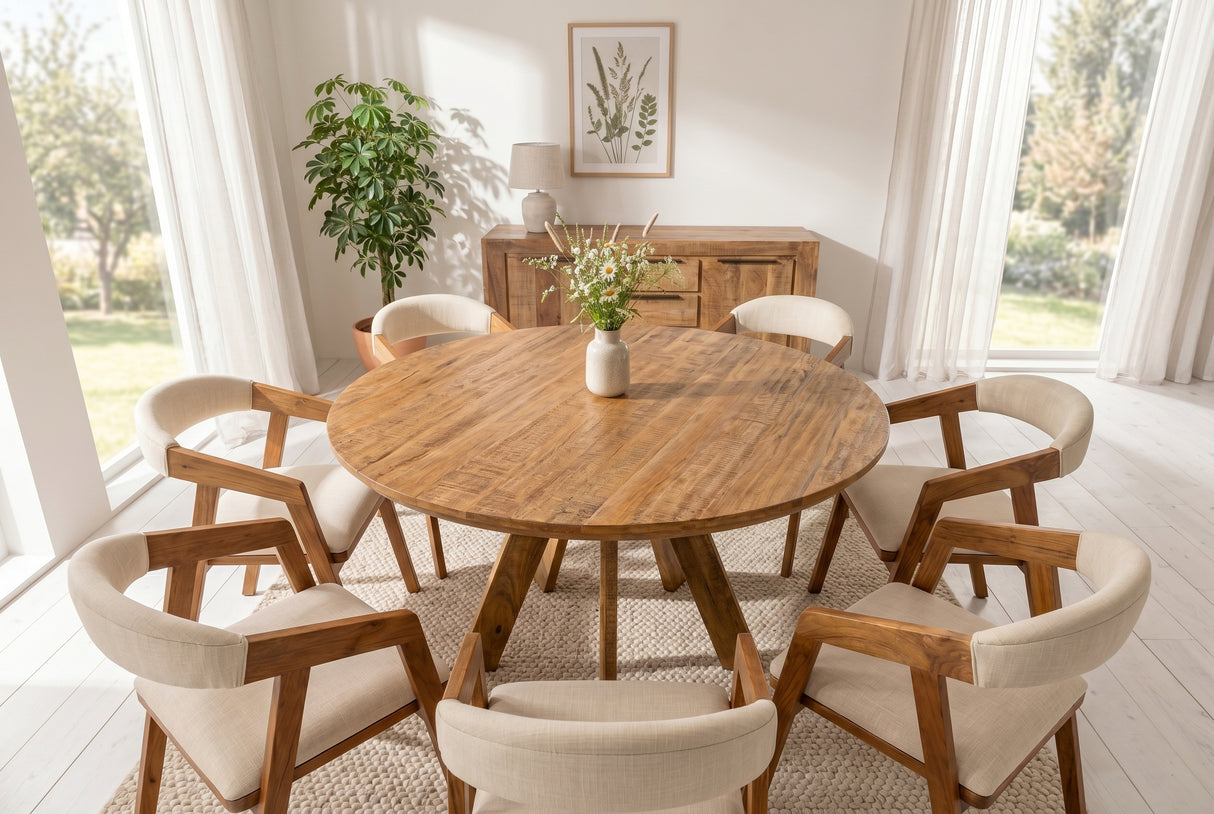 Dining table ART WOOD Ø 140cm round mango wood natural brown