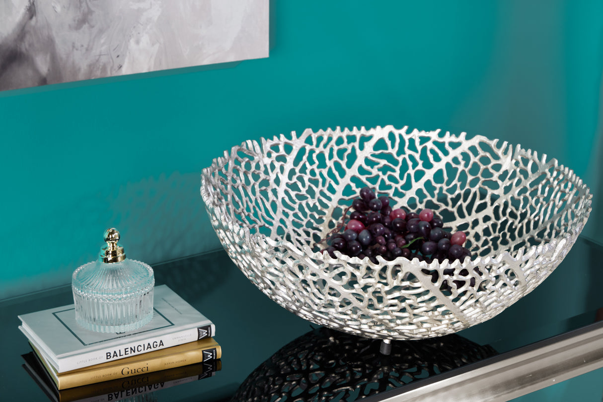 Bowl ABSTRACT LEAF 45cm silver