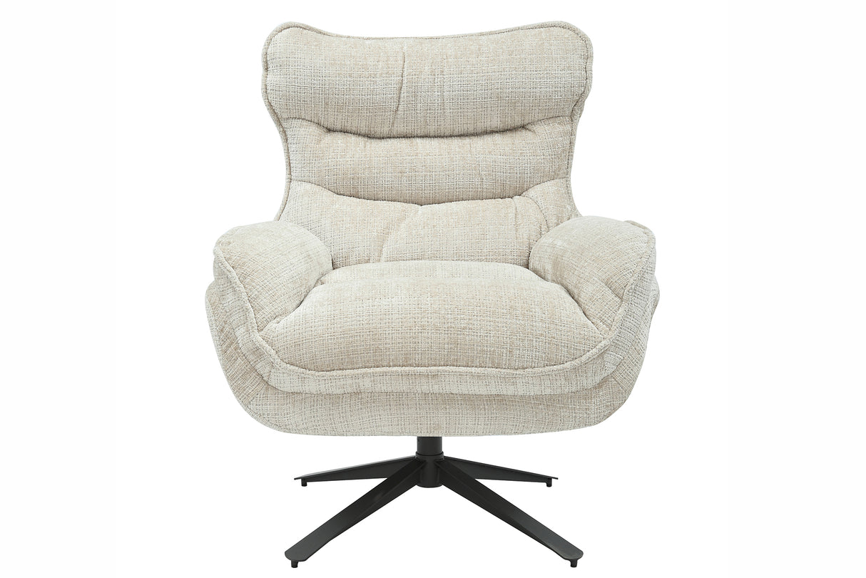 Sessel CLOUD 360° drehbar Strukturstoff champagnerbeige mit schwarzem Metallgestell