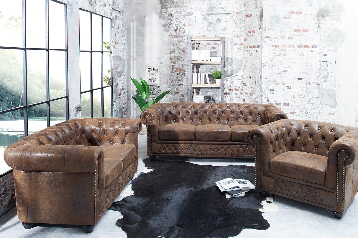 Armchair CHESTERFIELD antique look brown