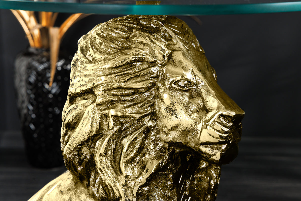 Beistelltisch WILDLIFE LION 60cm Antik Gold