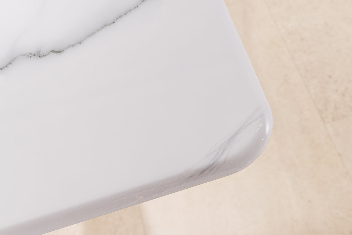 Coffee table ART LIVING 130cm ceramic white marble top w/ champagne golden frame