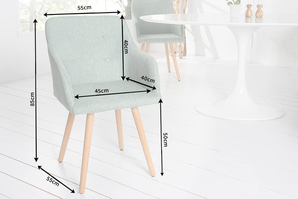 Chair SCANDINAVIA with armrests textured fabric green