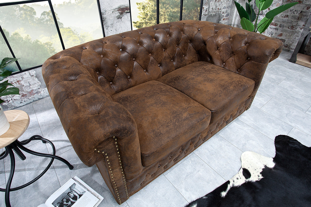 Sofa CHESTERFIELD 2-Sitzer Antikoptik braun