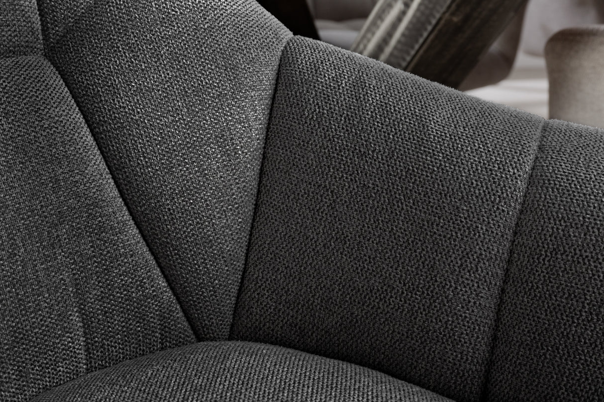 Swivel chair PAPILLON rotatable 180° w/ armrests textured fabric anthracite