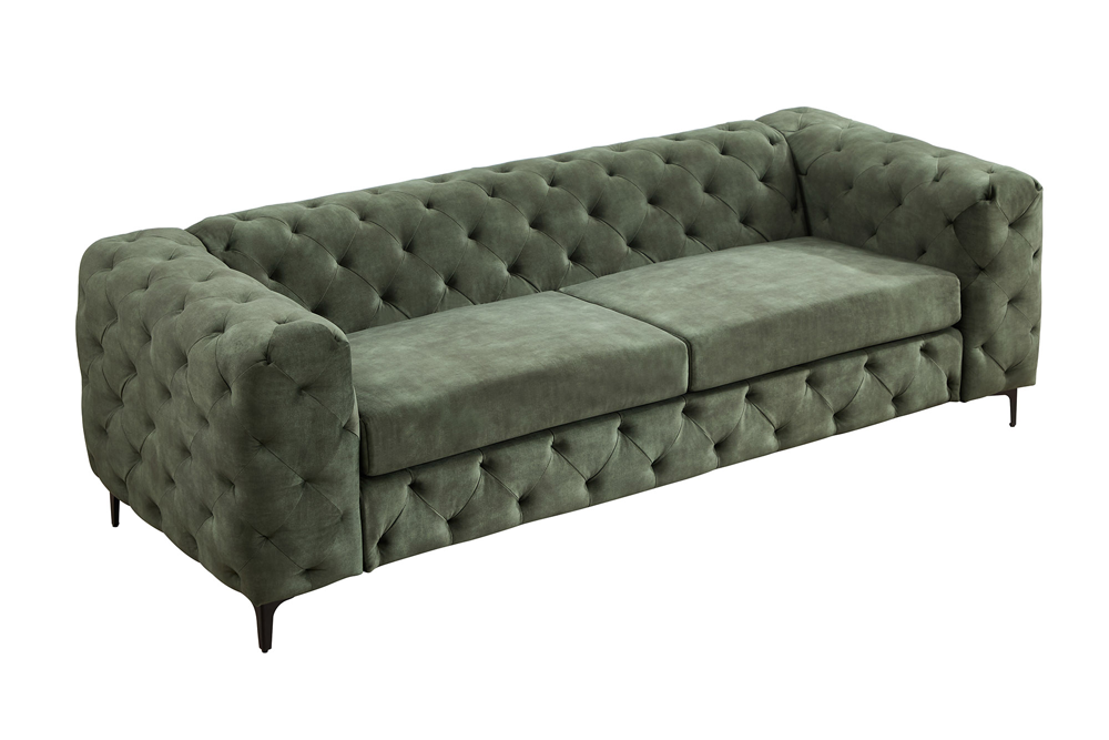 Sofa MODERN BAROCK 235cm 3-Sitzer Samt Dunkelgrün