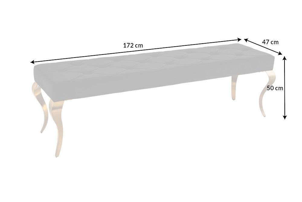 Bench MODERN BAROCK 170cm w/ golden legs velvet black
