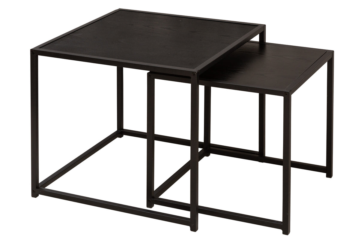 Side table SLIM LINE 50cm set of 2 ash wood look black