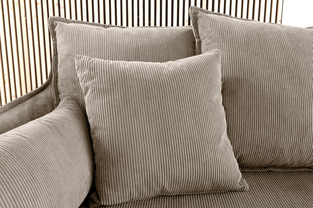 Sofa HEAVEN 200cm 3-seater spring core removable cover cord greige