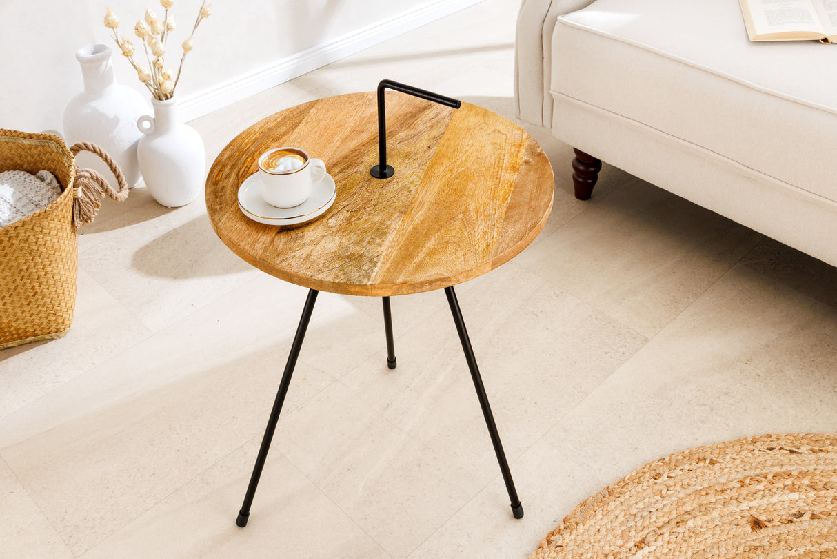 Beistelltisch SIMPLY CLEVER 60cm natürliches Mangoholz mit schwarzem Griff