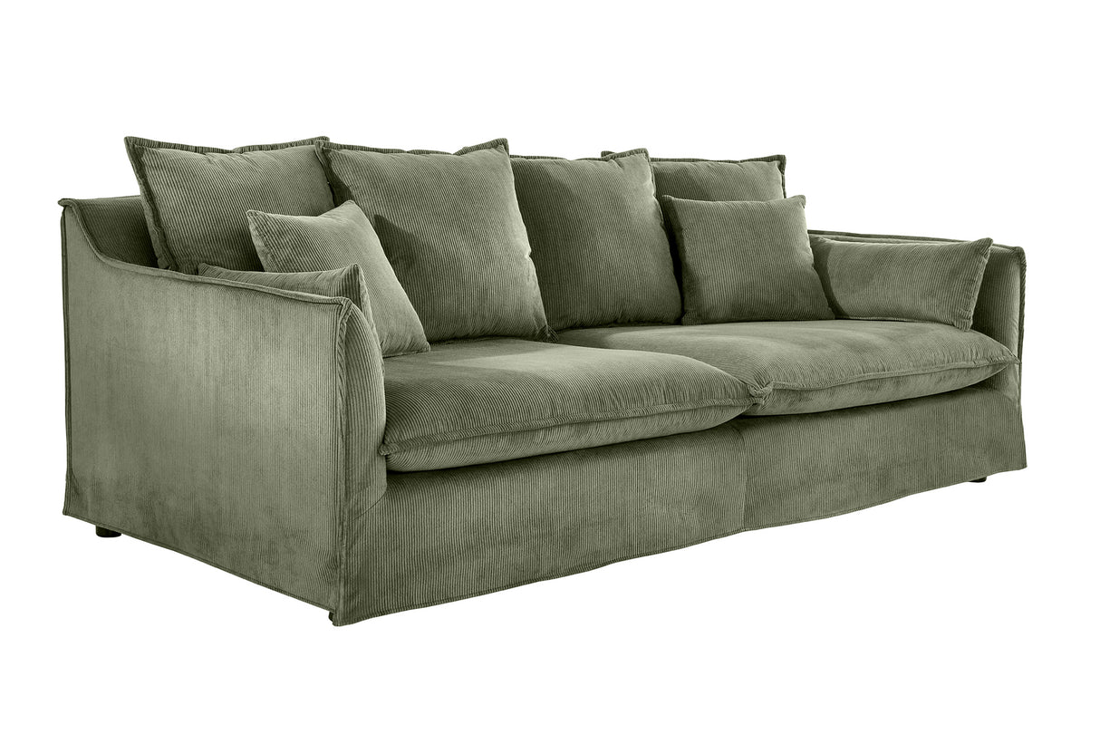 Sofa HEAVEN 200cm 3-seater spring core removable cover cord green