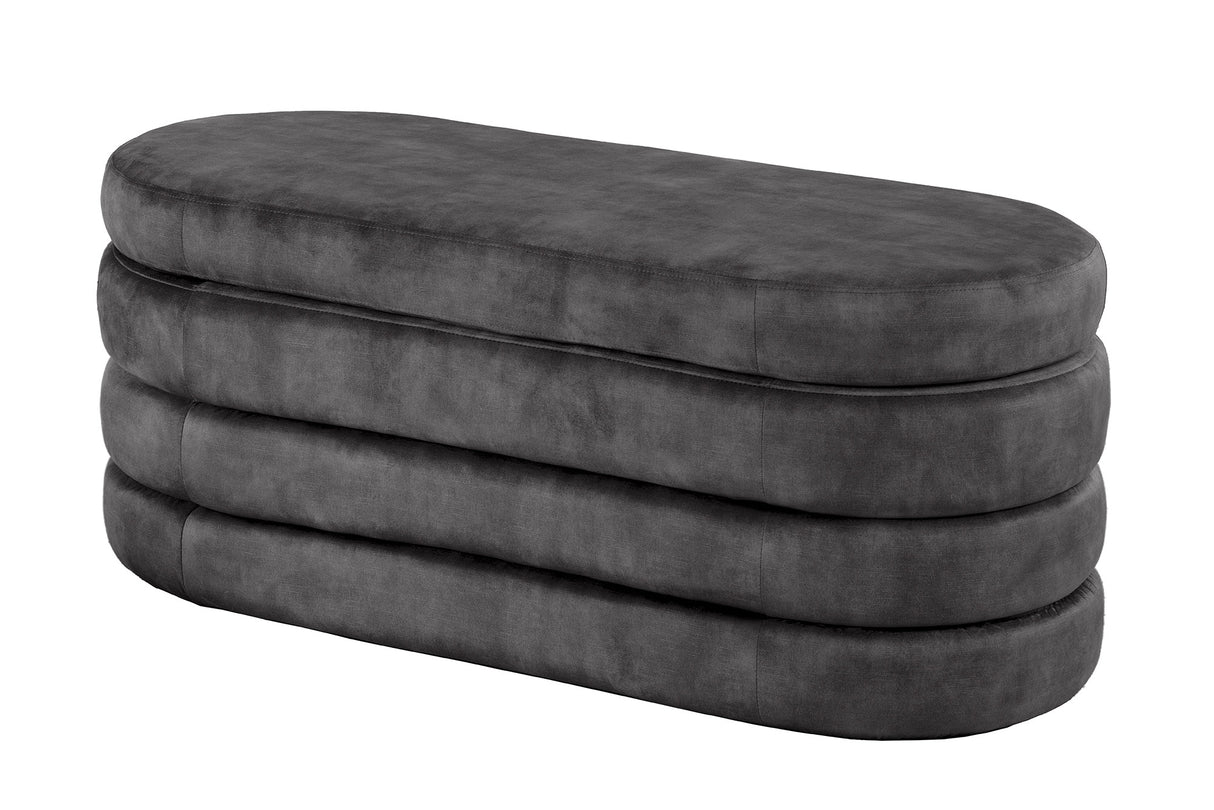 Bench chest VOQUE 115cm velvet grey w/ storage space bench seat