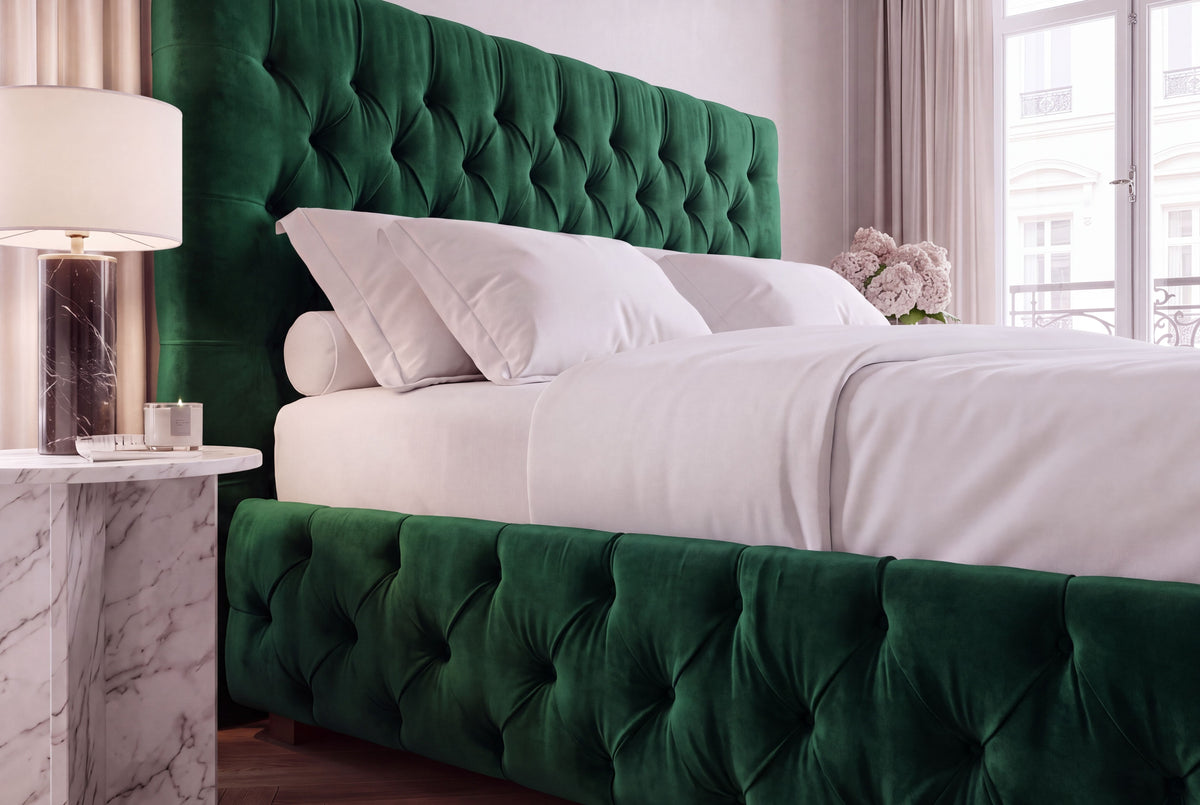 Bett PARIS CHESTERFIELD 180x200cm Samt dunkelgrün
