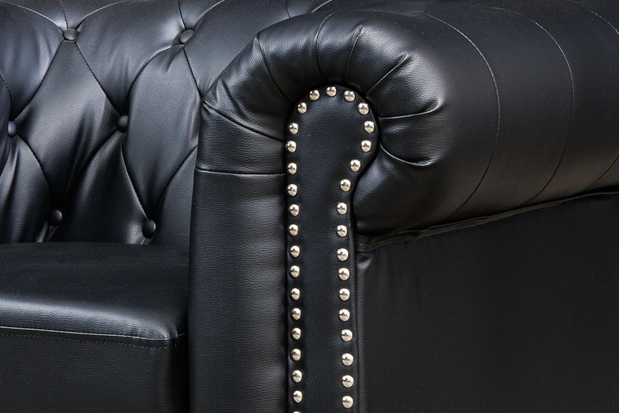 Armchair CHESTERFIELD artificial leather antique look black