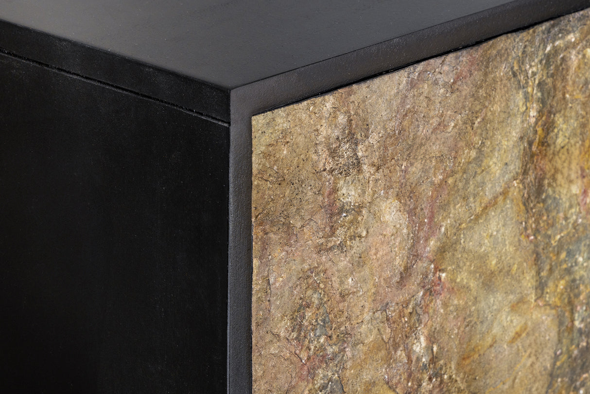 Highboard MOUNTAIN SOUL 120cm acacia natural stone look black natural