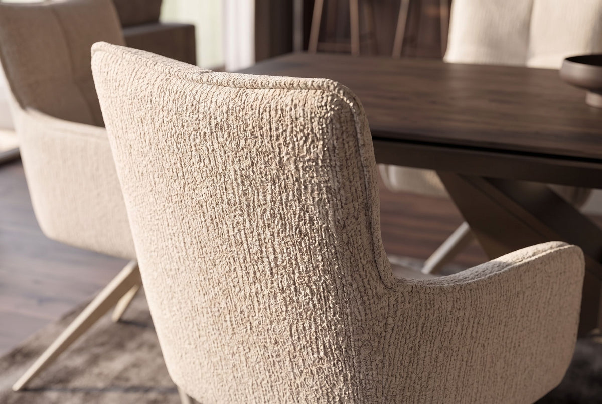 Swivel chair LUGANO 360° auto-return w/ armrests 150 kg load capacity chenille tweed beige