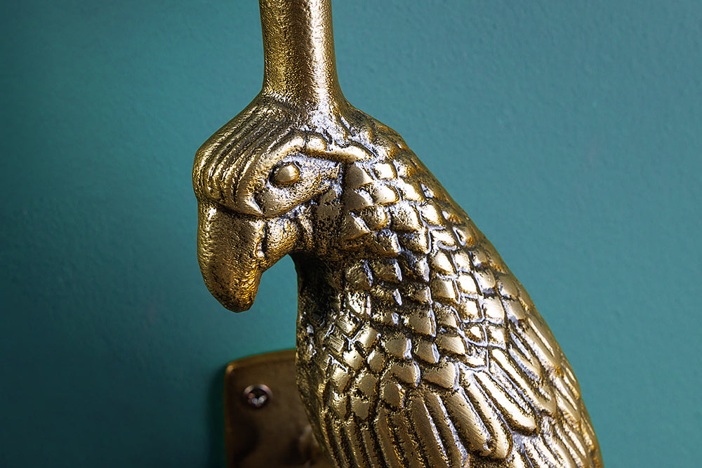 Coatrack WILDLIFE BIRDS 45cm set of 2 hammer stroke effect antique gold