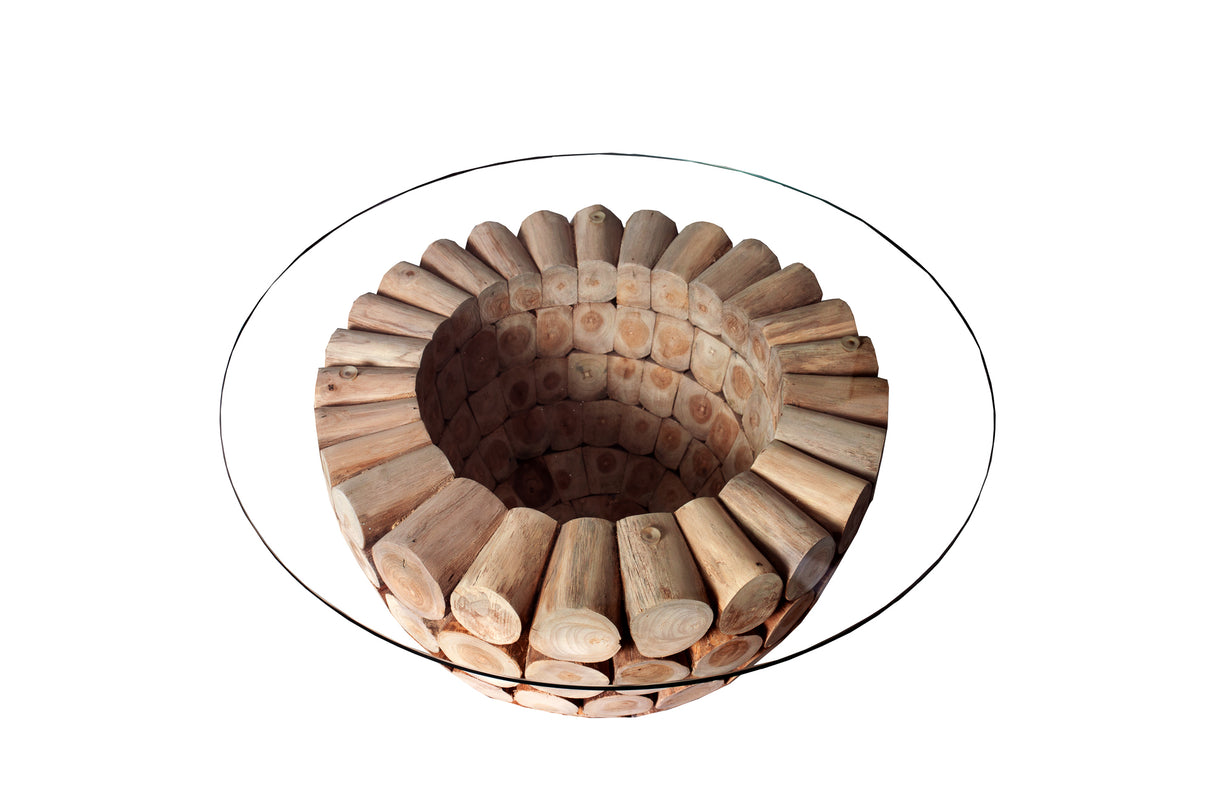 Couchtisch PURE NATURE 60cm Unterteil Teakholz ohne Glasplatte