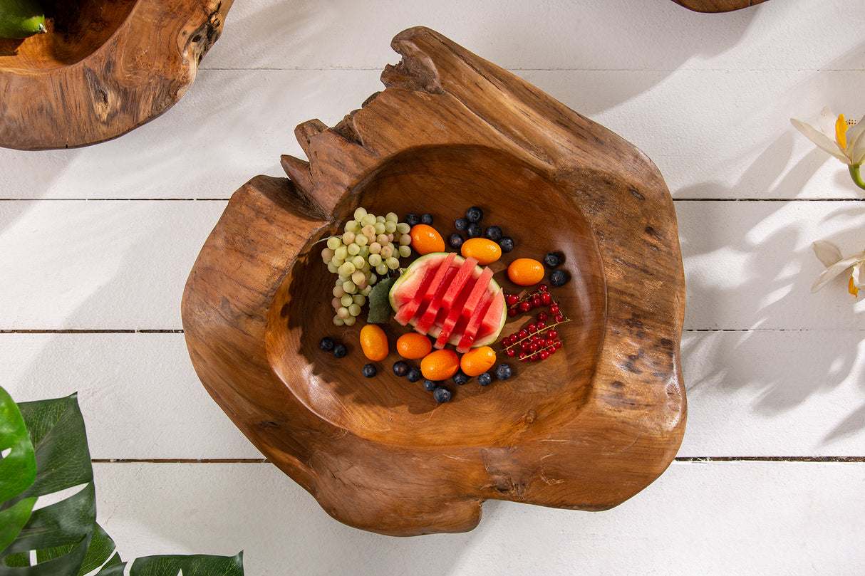 Root wood bowl 50cm teak wood natural