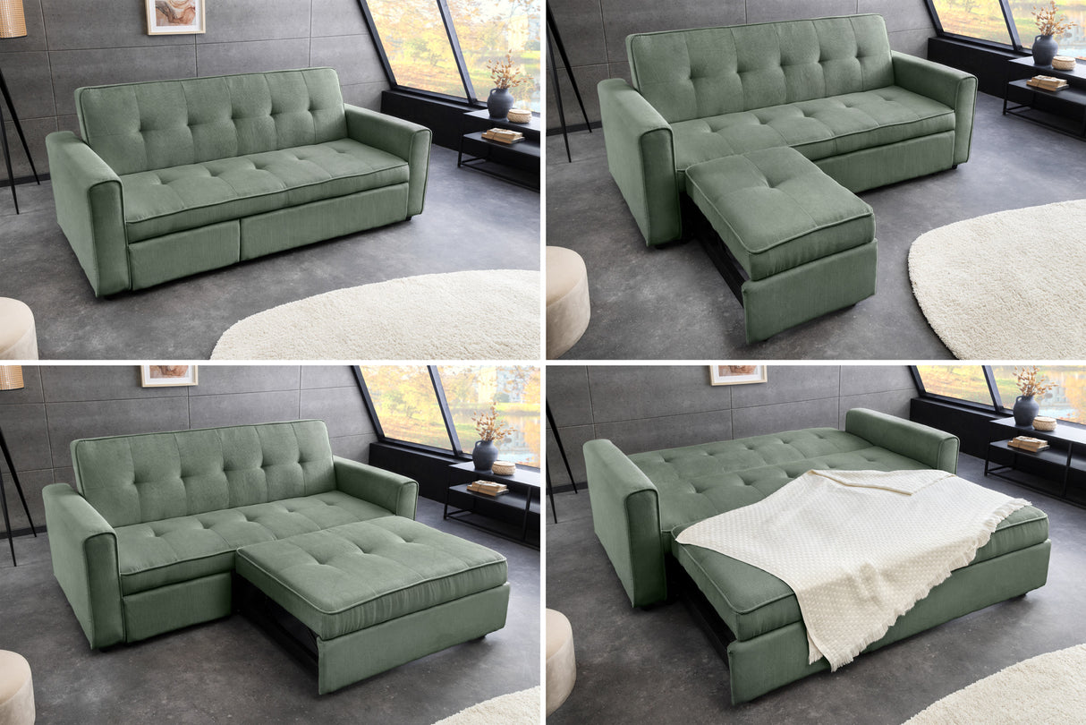 Sofa bed SMART 180cm 2-seater cord green