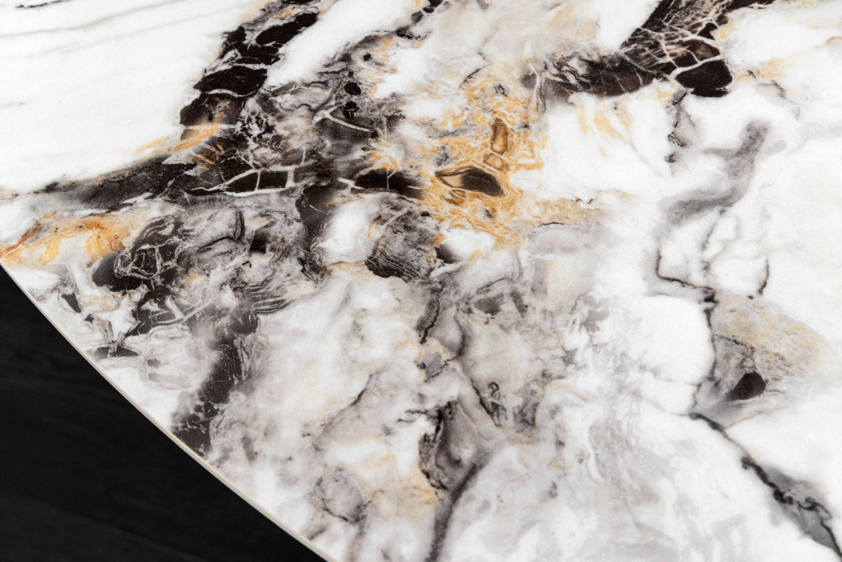 Esstisch SPIN Ø 150cm drehbar mit abnehmbarer Platte Keramik Marmoroptik weiß bunt