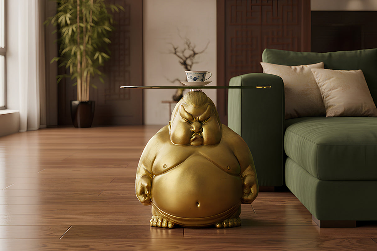 Coffee table SUMO 55cm round glass gold