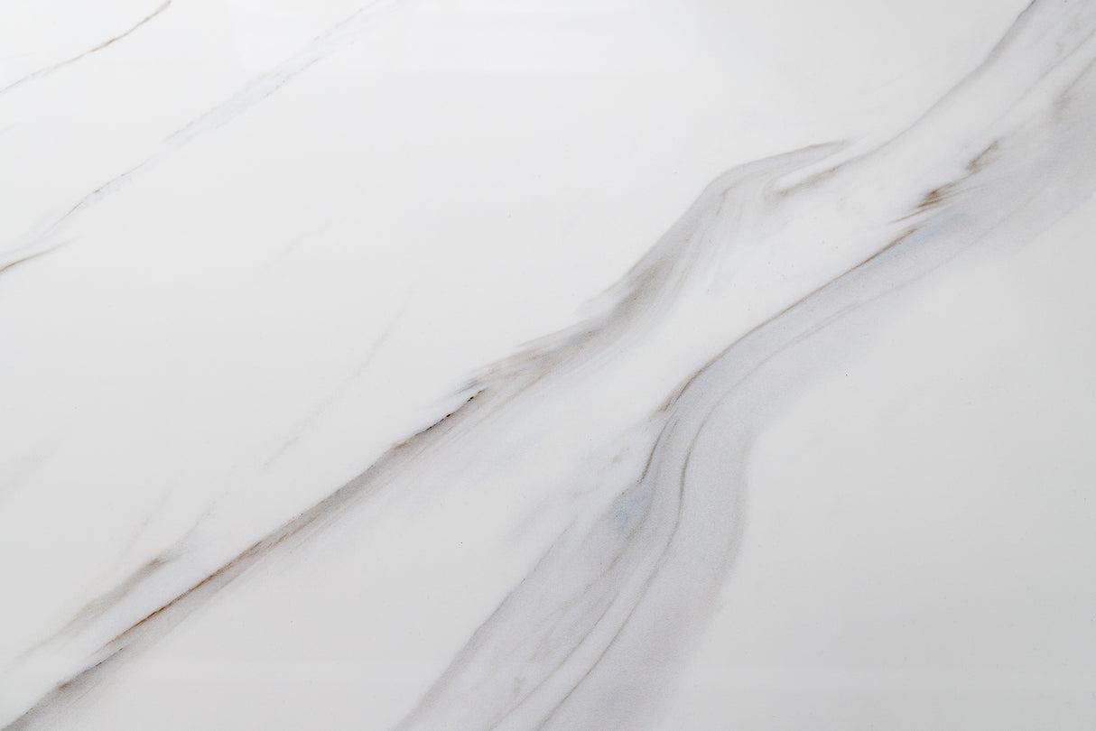 Coffee table ART LIVING 130cm ceramic white marble top w/ champagne golden frame