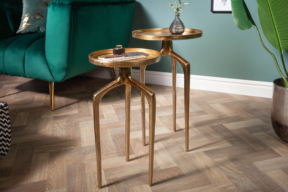 Side table ABSTRACT set of 2 gold