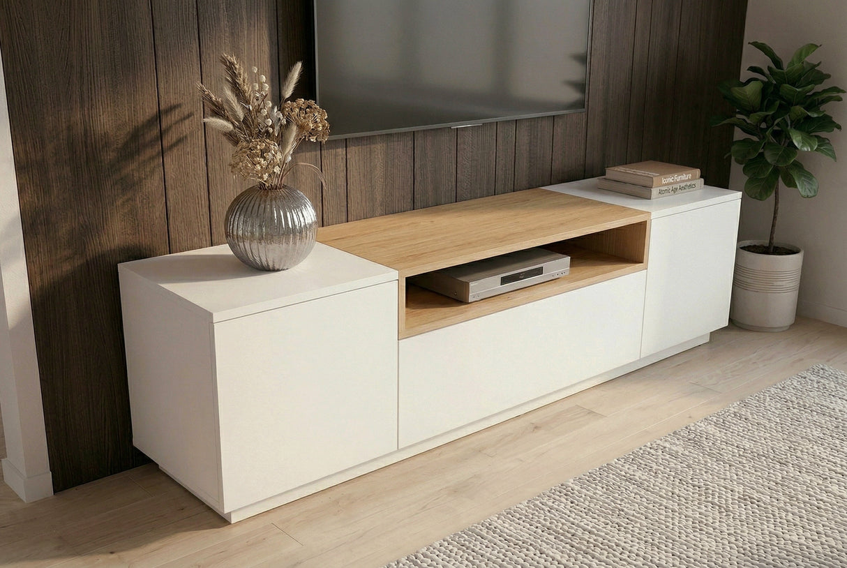 TV-Platte LOFT 160 cm weiß natur